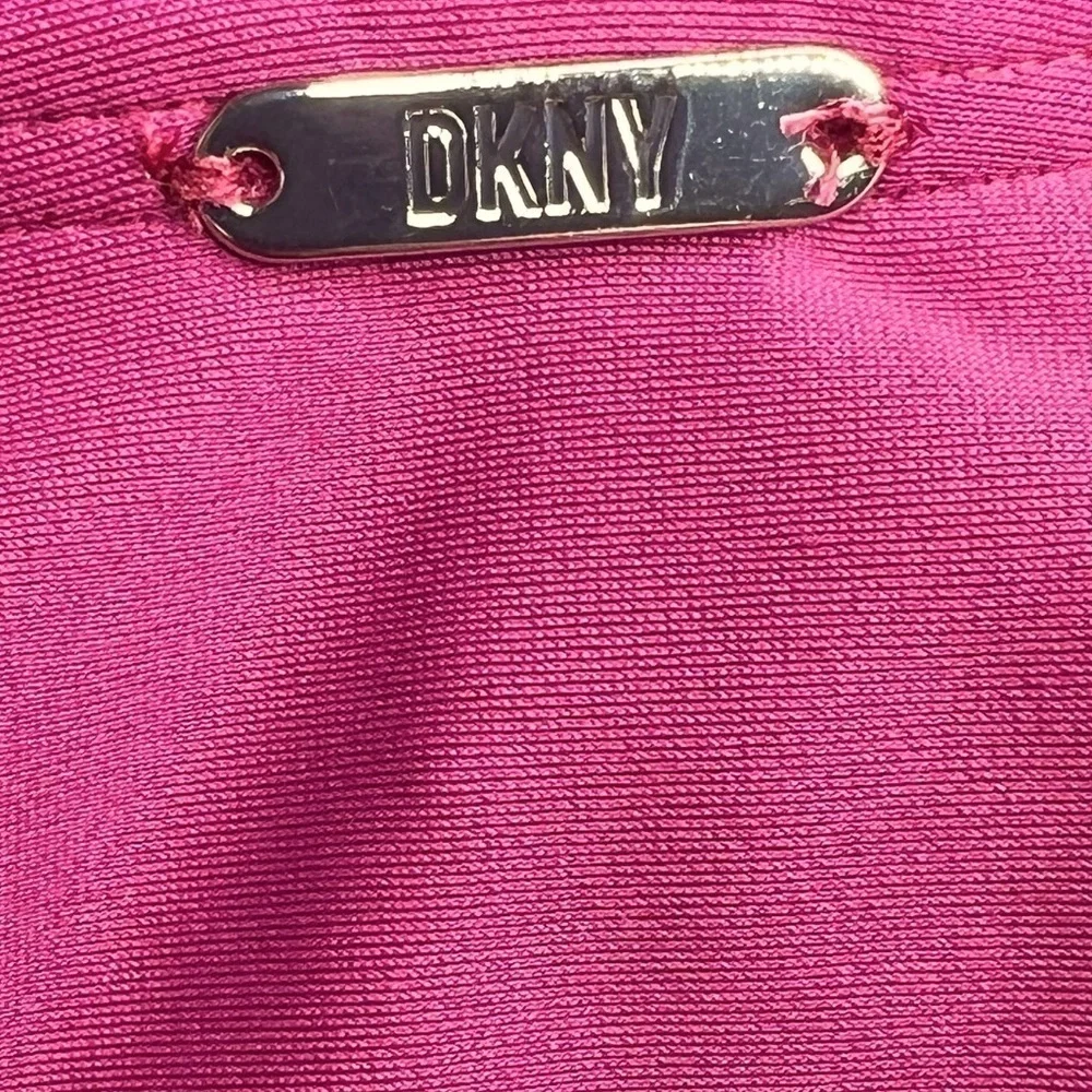 DKNY BORDEAUX WINE Ruffle Underwire Tummy Control One-Piece Swimsuit - Picture 9 of 15